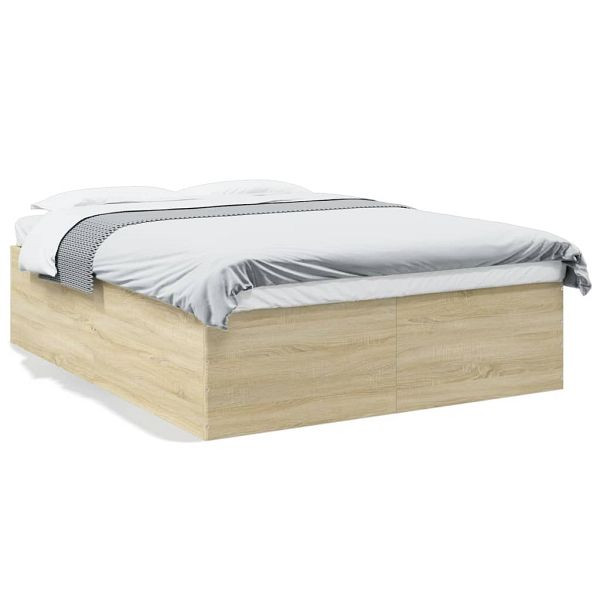 vidaXL Bettgestell Sonoma-Eiche 150x200 cm Holzwerkstoff, 3280918