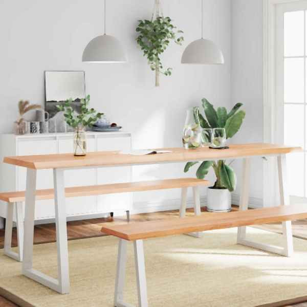vidaXL Tischplatte 200x60x(2-4) cm Massivholz Behandelt Baumkante, 363984