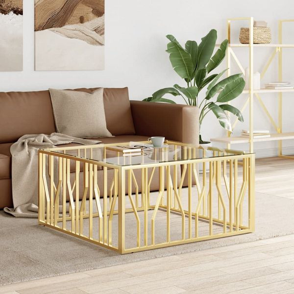 vidaXL Couchtisch 100x100x50 cm Edelstahl und Glas, 350066