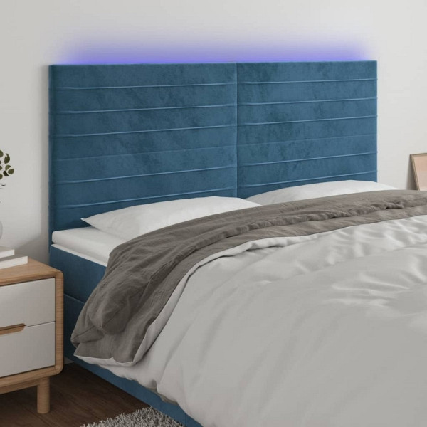 vidaXL LED Kopfteil Dunkelblau 180x5x118/128 cm Samt, 3122628