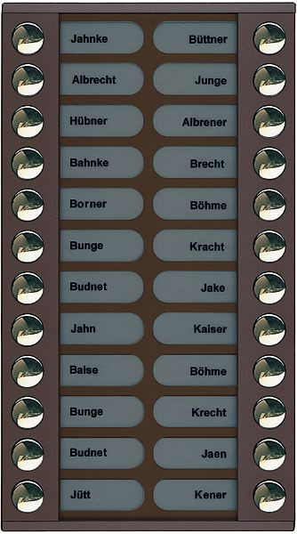 TCS Klingeltastenerweiterung für Audio Außenstation Serie PES/AVE 24 Klingeltasten (rechts-/linksbündig), AP bronze, PET24-EB/04
