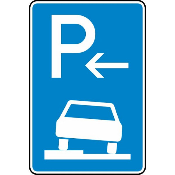 Stein HGS Parken halb auf Gehwegen in Fahrtrichtung links (Ende) Nr. 315-52, 420 x 630 mm, RA1, Flachform 3 mm, 315-52-113