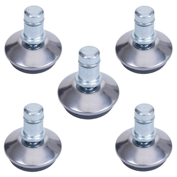 Mendler 5er-Set Bodengleiter HWC-K74 statt Rollen - fester Stand für Bürostuhl/Esszimmerstuhl, Fußgleiter, Ø 11mm, silber, 96915