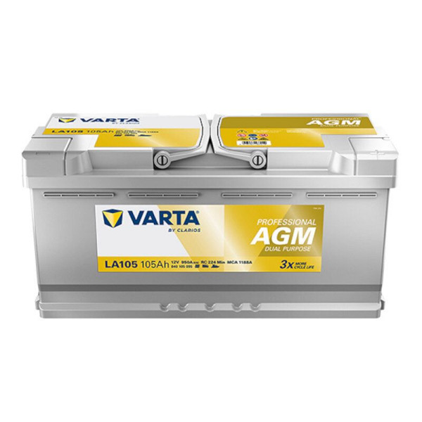 VARTA LA105 Professional AGM Wohnmobil-Batterie 12V 105Ah, 840105095