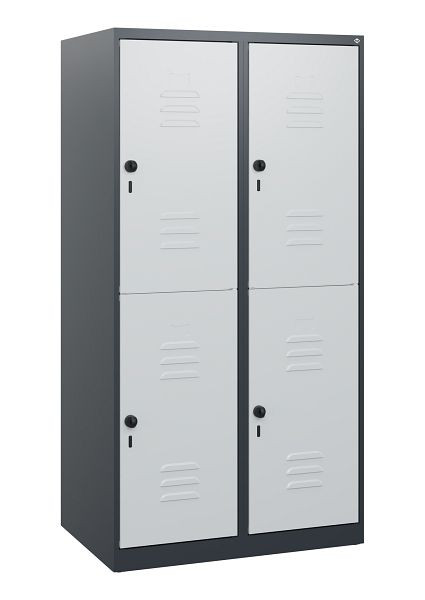 C+P Doppelstöckiger Spind Classic PLUS, 2 Abteile, 1530x800x500mm, 7016/7035, Drehriegel, 0803005-22 S10011