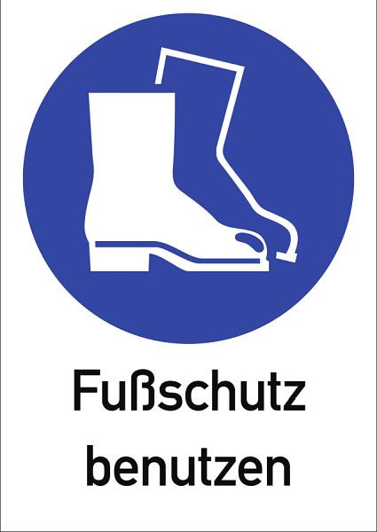 Moedel Fußschutz benutzen ISO 7010, Kombischild, Kunststoff, 210x297 mm, 98883