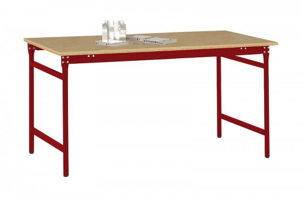 Manuflex Beistelltisch BASIS stationär mit Multiplex-Tischplatte in Rubinrot RAL 3003, BxTxH: 1250 x 600 x 780 mm, Rubinrot, BB3035.3003