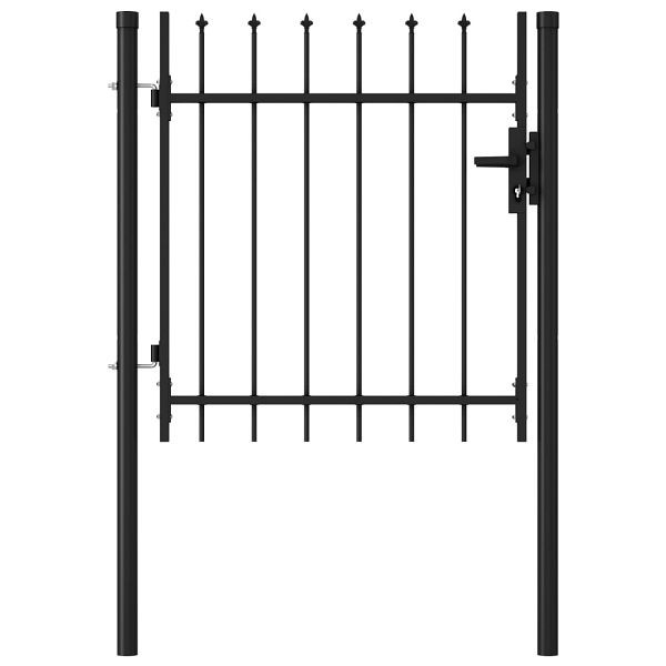 vidaXL Zauntor Einzelflügel mit Speerspitzen Stahl 1 x 1 m Schwarz, 146032