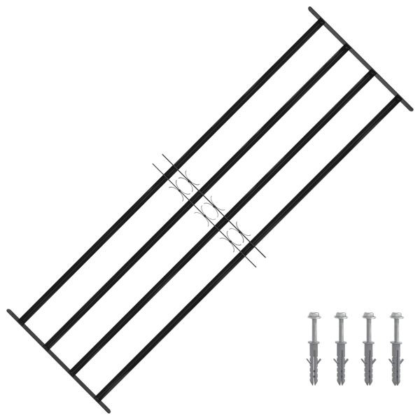 vidaXL Fenstergitter Schwarz 175 x 60 cm Pulverbeschichteter Stahl, 42020566
