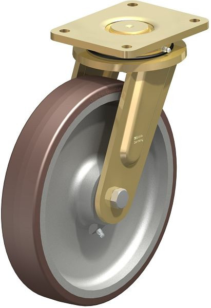 Blickle LS-GB 300K Stahlgeschweißte Schwerlast-Lenkrolle, schwere Drehkranz-Ausführung, Blickle Besthane®, Braun, 755034