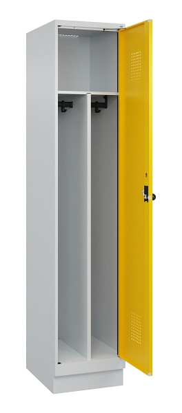 C+P Spind Evolo PLUS, mit Sockel, 1 Abteil, 1950x400x500mm, 7035/1023, Verschluss Drehriegel, 049020-12F S10001