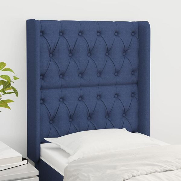 vidaXL Kopfteil mit Ohren Blau 83x16x118/128 cm Stoff, 3119896