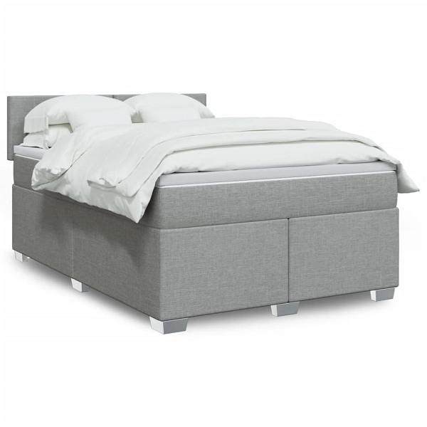 vidaXL Boxspringbett mit Matratze Hellgrau 140x190 cm Stoff, 3288176