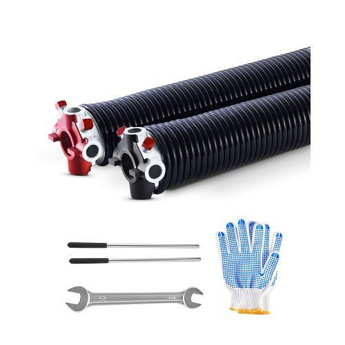 VEVOR Torsionsfedern für Garagentore, schwarz, 16000 Zyklen, inkl. Wickelstäbe, Handschuhe & Montageschlüssel, CKMDH0250X2XWA4D1V0
