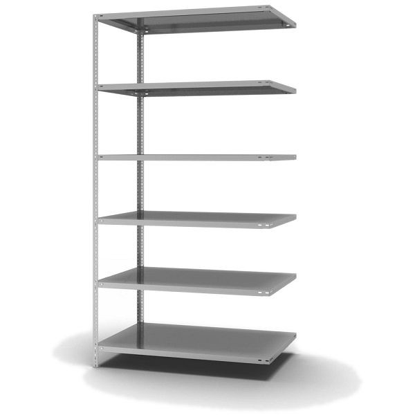 hofe Fachboden-Anbauregal, 2500x800x1300 mm, 6 Fachebenen, verzinkt, 200 kg Fachlast, 1200 kg Feldlast, zweiseitige Bedienung, WZA25813M