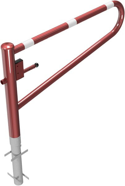 Schake Drehbare Gatterschranke, zum Einbetonieren, feuerverzinkt und rot beschichtet, Gesamtbreite: 1500 mm, mit Dreikantverschluss, 413_151FB