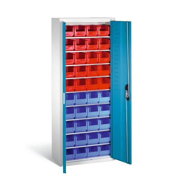 C+P Magazinschrank Serie 13, H1690xB700xT300mm, Farbe: Lichtgrau / Lichtblau, Muldengriff, 133413-22 S10044