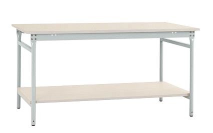 Manuflex Komplett-Beistelltisch BASIS stationär mit Melamin-Platte + Zwischenboden, BxTxH: 750 x 500 x 780 mm, Lichtgrau, BB5201.7035