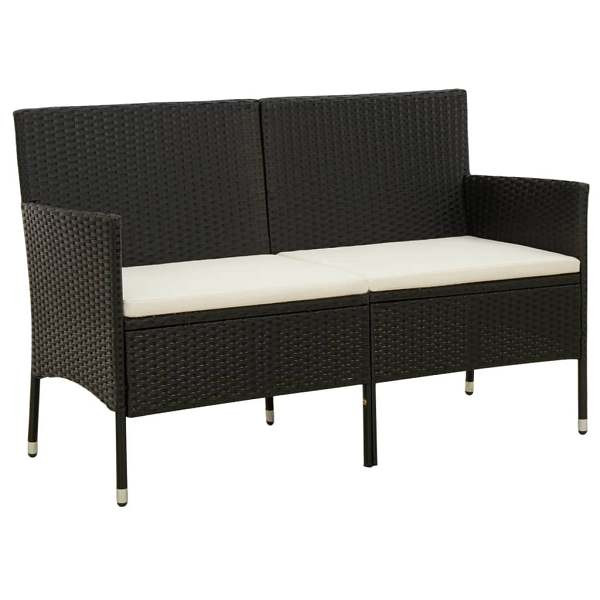 vidaXL 3-Sitzer-Gartensofa mit Kissen Schwarz Poly Rattan, 318500