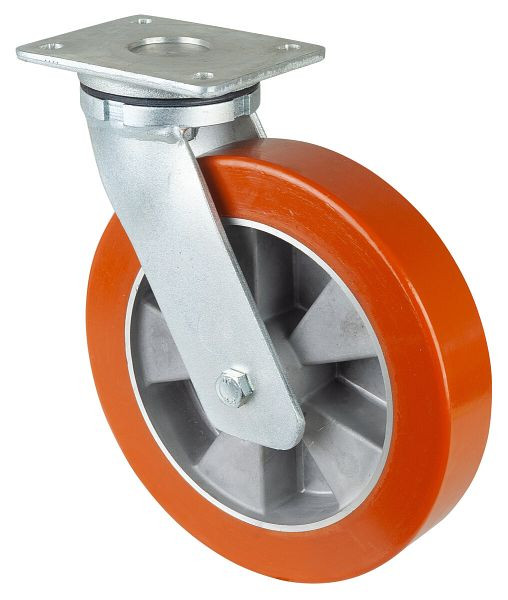 BS Rollen Schwerlastrolle, Breite 50 mm, Ø250 mm, bis 1000 kg, Lauffläche Guss-Polyurethan 95 Shore A, Radkörper Aluminium, Kugellager, RR100.B90.250
