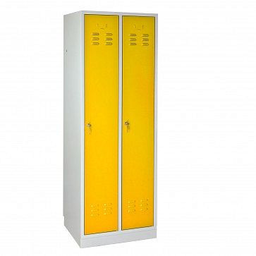 ADB Spind / Garderobenschrank Regular" 2-türig, Maße (HxBxT): 1780x600x500 mm, Farbe Korpus: Lichtgrau (RAL 7035) , Farbe Türen: Rapsgelb (RAL 1021), 40882