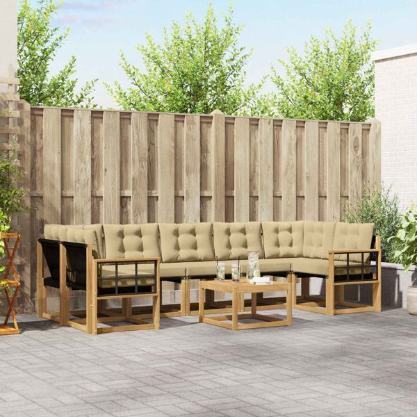 vidaXL Outdoor-Sofagarnitur mit Kissen 8-teilig Weiß und Beige, 3389315