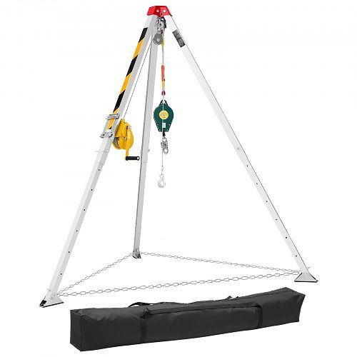 VEVOR Rettungsdreibein-Set für beengte Räume, 544 kg Seilwinde, 30 m Kabel, Arbeitshöhe 1,34–2,15 m, mit Absturzsicherung, CGKSJJ500B12Q7H80001V0