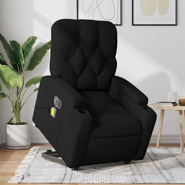 vidaXL Elektrischer Massagesessel mit Aufstehhilfe Schwarz Stoff, 3204748