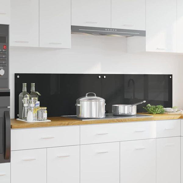vidaXL Küchenrückwand Schwarz 90 x 40 x 0,8 cm Gehärtetes Glas, 3415548