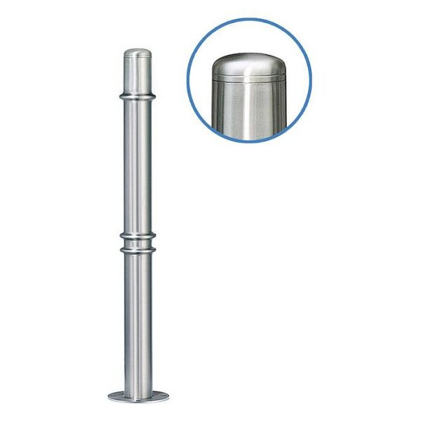 Stein HGS Absperrpfosten -Acero Rundkopf- (V2A) Ø 76 mm, zum Aufdübeln, umlegbar, mit DK mittig (ohne Schlüssel), und PZ oben, glasperlengestrahlt, 13235-gg