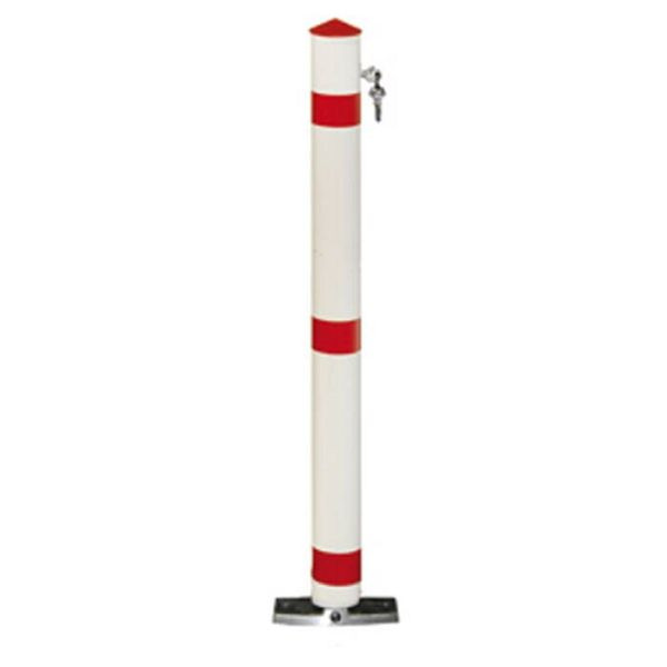 Stein HGS Parkplatzsperre -Acero- Ø 76 mm, mit Liftautomatik, mit Dreikantschloss (ohne Schlüssel), gelb beschichtet mit 3 schwarzen Reflexstreifen, 13547-sg