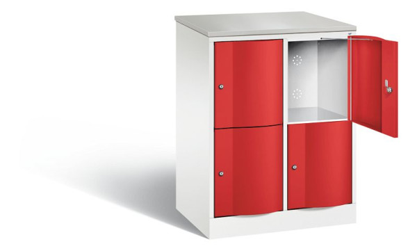 C+P Schließfachschrank Resisto, H1077xB772xT540mm, Farbe: Verkehrsweiß / feuerrot, 8472-272 S10115