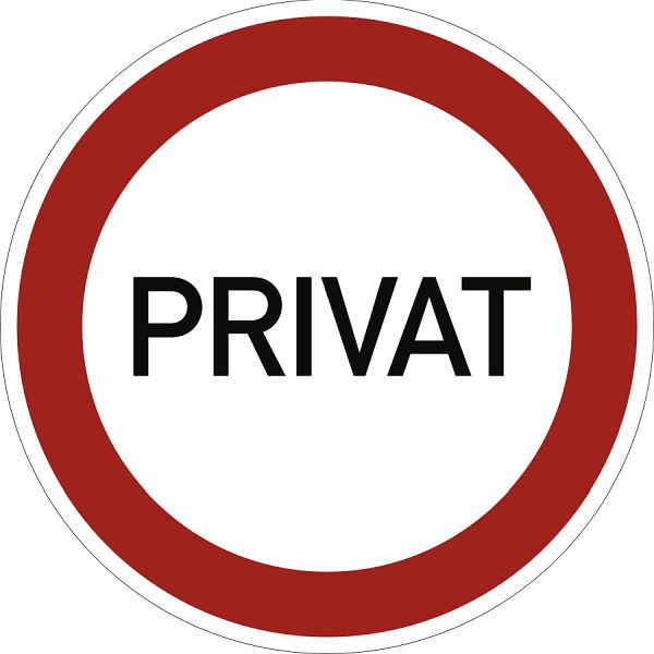 Moedel PRIVAT, Textschild, Aluminium, Ø 400 mm, 98927, 4060081038886