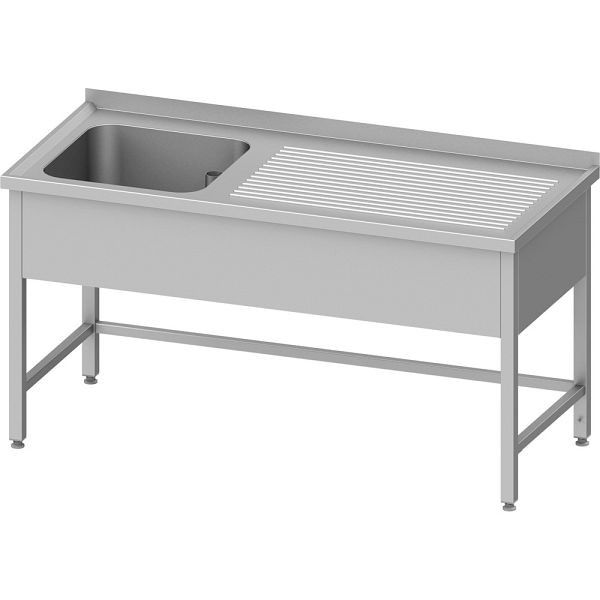 Stalgast Edelstahl Spültisch ohne Grundboden, 1600x600x850 mm, mit einem Becken links, mit Aufkantung, verschweißt, VST16620LA