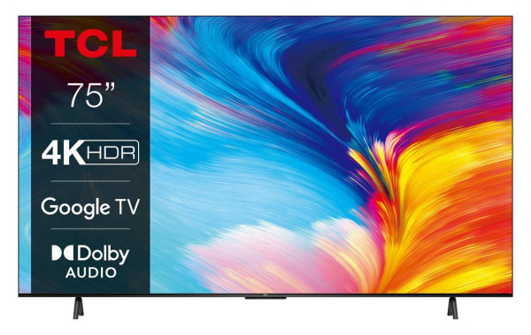TCL 4K, 60Hz, Google TV, Voice Control, HDR10, Dolby Audio, HDMI 2.1, Game Master, works with Alexa, Slim Design, 75 Zoll, 75P635