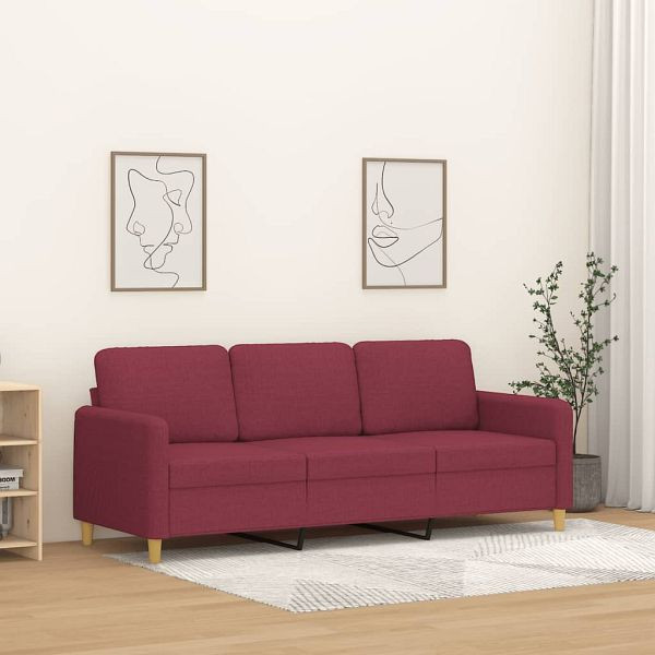 vidaXL 3-Sitzer-Sofa Weinrot 180 cm Stoff, Füllung: Schaumstoff, 359492