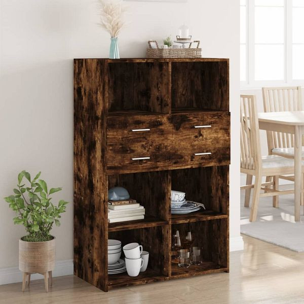 vidaXL Highboard Räuchereiche 80x42,5x124 cm Holzwerkstoff, 3281389