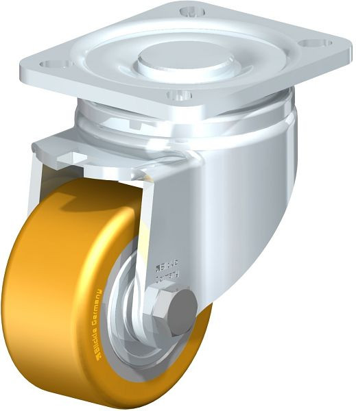 Blickle LH-VSTH 80K Stahlblech-Lenkrolle, Schwerlast-Ausführung, mit Anschraubplatte, Blickle Extrathane®, Hellbraun, 535690