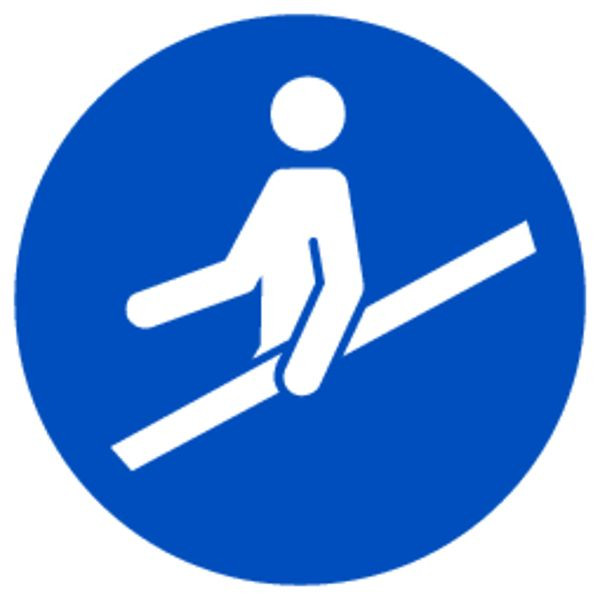 Schilder Klar Gebotszeichen Handlauf benutzen DIN EN ISO 7010- M012, 100 mm Folie selbstklebend, 3092/61
