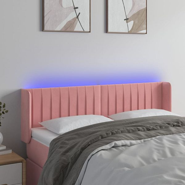 vidaXL LED Kopfteil Rosa 147x16x78/88 cm Samt (Polyester), 3123527