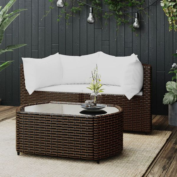 vidaXL 3-teilig Garten-Lounge-Set mit Kissen Braun Poly Rattan, 319759
