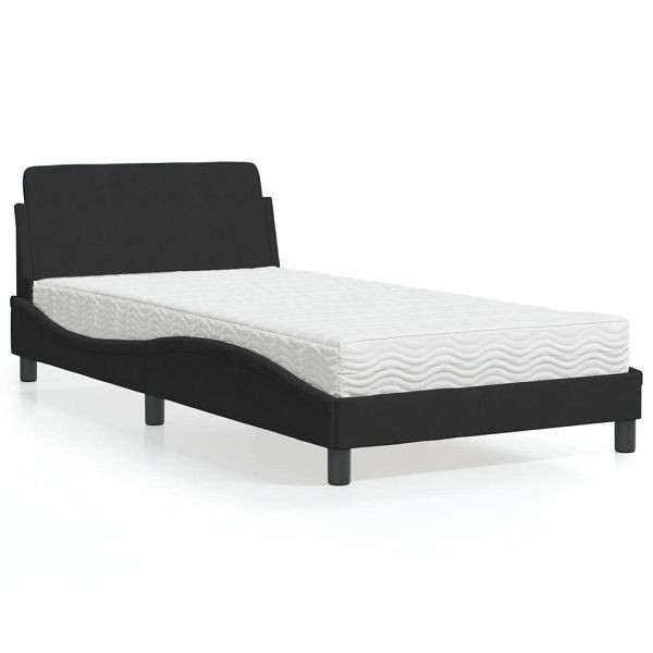 vidaXL Bett mit Matratze Schwarz 100x200 cm Samt, 3208353