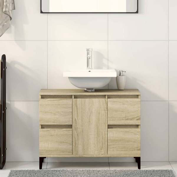 vidaXL Waschbeckenunterschrank Sonoma-Eiche 80x33x60 cm Holzwerkstoff, 849666