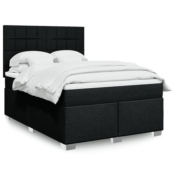 vidaXL Boxspringbett mit Matratze Schwarz 140x190 cm Stoff, 3292785