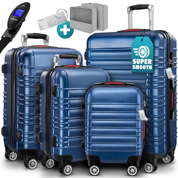 monzana Hartschalenkoffer Set 4-tlg mit Zubehör Rollen 360º Blau ABS, 109975