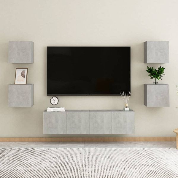 vidaXL 6-teilig TV-Schrank-Set Betongrau Holzwerkstoff, 3079080