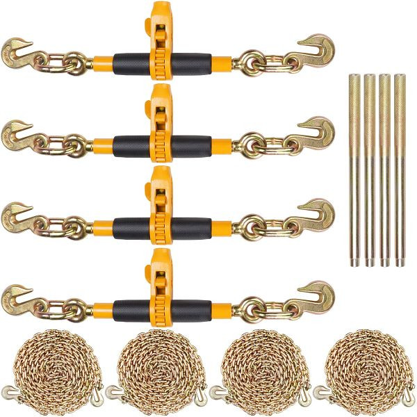 VEVOR Ratschen-Kettenbinder, 3/8"-1/2" Schwerlast-Lastbinder mit G80-Ketten, 5443 kg sichere Belastungsgrenze 4 Stück, DLTJLLJQBBTYCEEB7V0