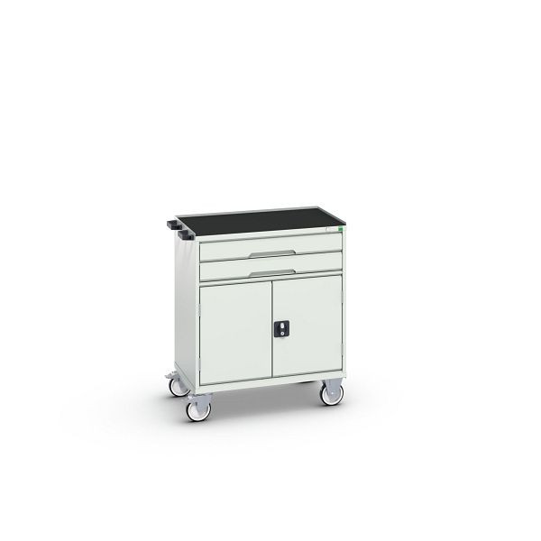 bott verso mobiler Schubladenschrank, mit 2 Schubaden, Tür und Abrollrand, BxTxH: 800 x 550 x 965 mm, Lichtgrau / Lichtgrau, 16927011.16
