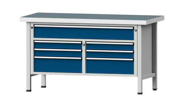 ANKE Werkbänke Kastenwerkbank, Modell 258 V, 1500 x 700 x 850 mm, RAL 7035/5010, UBP 50 mm, 304.138