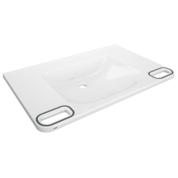 KWC Einzelwaschtisch, MEDCARE, MIRANIT, 850x150x550 mm, weiß/grau, Griff, 2030072436